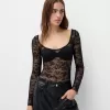 Body Disney Bambi din dantela neagra cu maneca lunga
