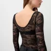 Body Disney Bambi din dantela neagra cu maneca lunga