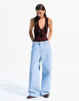 Body cu bretele drapat SERIA BERSHKA