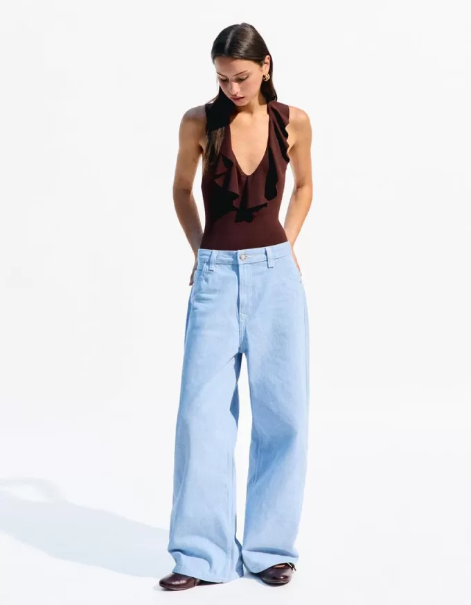 Body cu bretele drapat SERIA BERSHKA Body cu bretele drapat SERIA BERSHKA