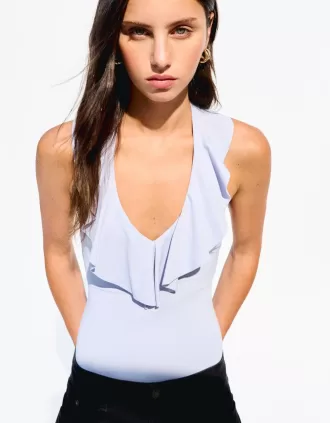 Body cu bretele drapat SERIA BERSHKA
