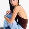 Body cu bretele drapat SERIA BERSHKA Body cu bretele drapat SERIA BERSHKA