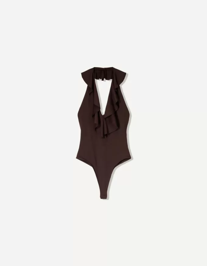 Body cu bretele drapat SERIA BERSHKA Body cu bretele drapat SERIA BERSHKA