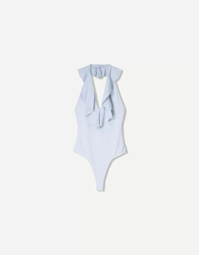Body cu bretele drapat SERIA BERSHKA Body cu bretele drapat SERIA BERSHKA