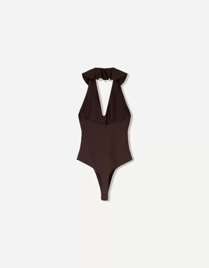 Body cu bretele drapat SERIA BERSHKA Body cu bretele drapat SERIA BERSHKA