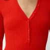 Body cu mânecă lungă decupată cu guler polo Body cu mânecă lungă decupată cu guler polo