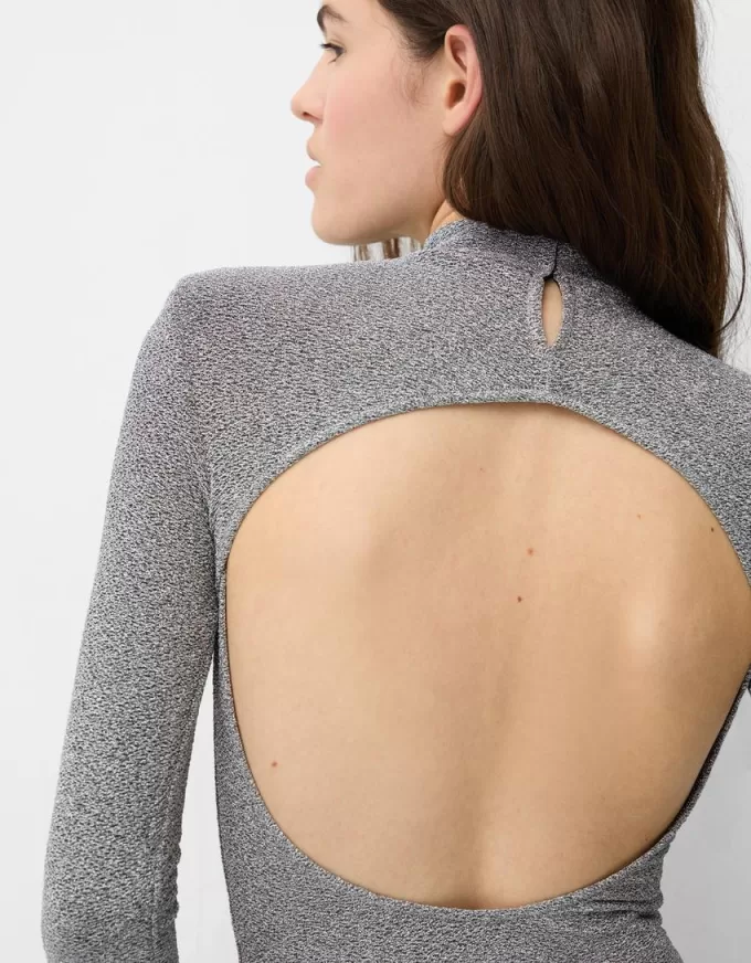 Body cu mânecă lungă din fir metalic Body cu mânecă lungă din fir metalic