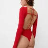 Body cu mânecă lungă și spate deschis Body cu mânecă lungă și spate deschis