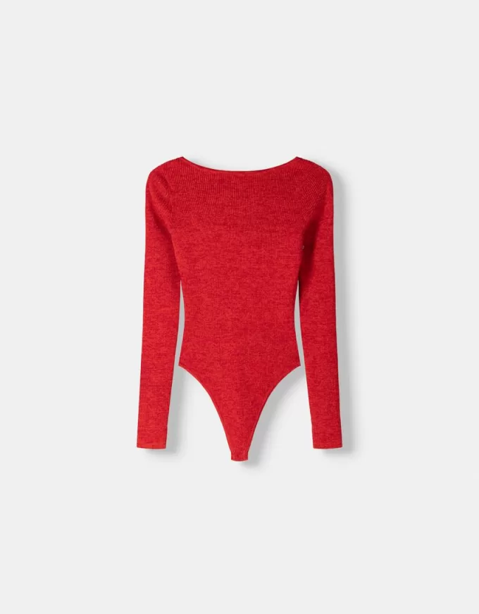 Body cu mânecă lungă și spate deschis Body cu mânecă lungă și spate deschis