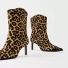 Botine din PIELE cu imprimeu leopard Botine din PIELE cu imprimeu leopard