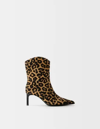 Botine din PIELE cu imprimeu leopard