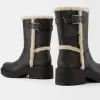 Botine plate cu detaliu din faux shearling Botine plate cu detaliu din faux shearling
