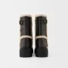 Botine plate cu detaliu din faux shearling Botine plate cu detaliu din faux shearling