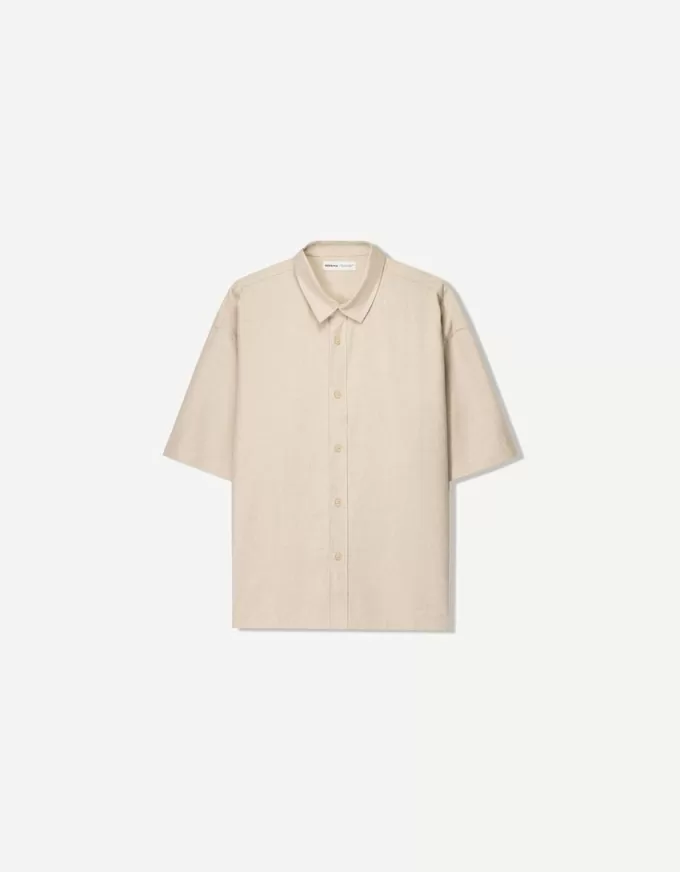Cămașă cu mânecă scurtă din amestec de in Cămașă cu mânecă scurtă din amestec de in