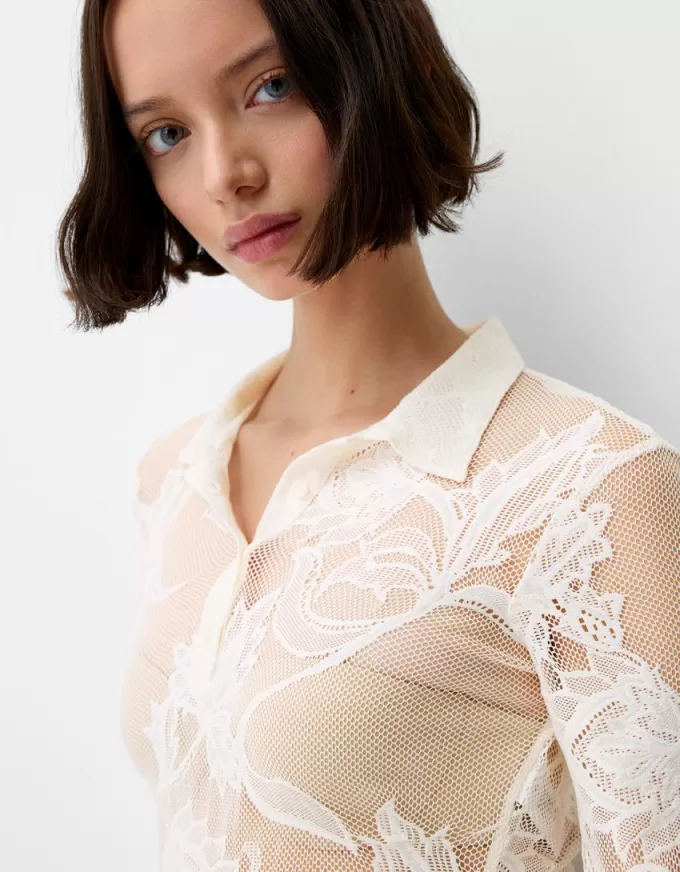 Cămașă jacquard decupată Cămașă jacquard decupată
