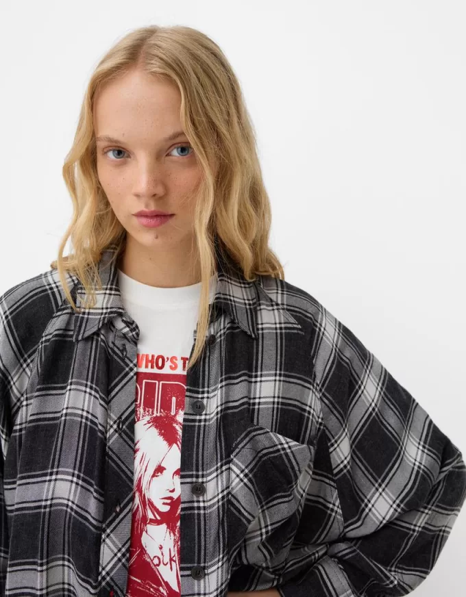 Cămașă oversize cu carouri Cămașă oversize cu carouri