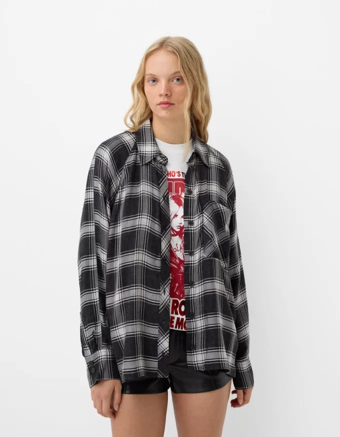 Cămașă oversize cu carouri Cămașă oversize cu carouri