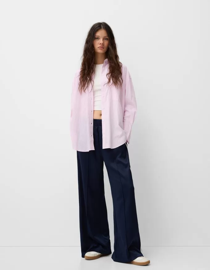 Cămașă oversize cu mânecă lungă în dungi Cămașă oversize cu mânecă lungă în dungi
