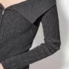 Cardigan Bardot din tricot cablu cu fermoar Cardigan Bardot din tricot cablu cu fermoar