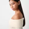 Cardigan Bardot din tricot cablu cu fermoar Cardigan Bardot din tricot cablu cu fermoar