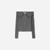 Cardigan Bardot din tricot cablu cu fermoar Cardigan Bardot din tricot cablu cu fermoar