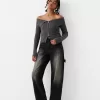 Cardigan Bardot din tricot cablu cu fermoar Cardigan Bardot din tricot cablu cu fermoar