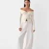 Cardigan Bardot din tricot cablu cu fermoar Cardigan Bardot din tricot cablu cu fermoar