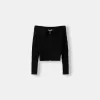 Cardigan Bardot din tricot cablu cu fermoar Cardigan Bardot din tricot cablu cu fermoar