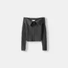Cardigan Bardot din tricot cablu cu fermoar Cardigan Bardot din tricot cablu cu fermoar