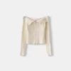 Cardigan Bardot din tricot cablu cu fermoar Cardigan Bardot din tricot cablu cu fermoar