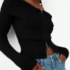 Cardigan Bardot din tricot cablu cu fermoar Cardigan Bardot din tricot cablu cu fermoar