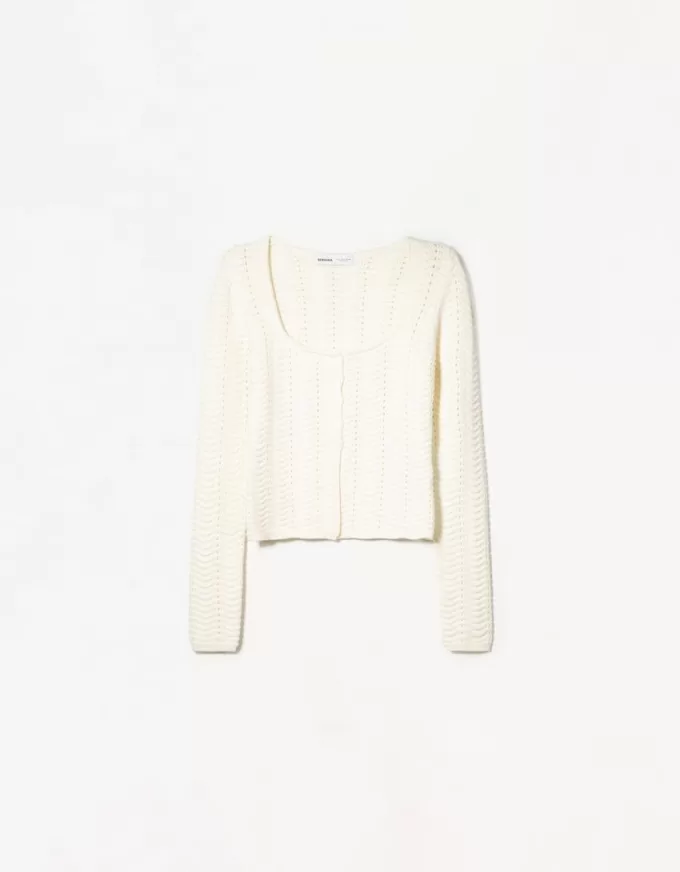 Cardigan din tricot deschis cu decolteu deschis Cardigan din tricot deschis cu decolteu deschis