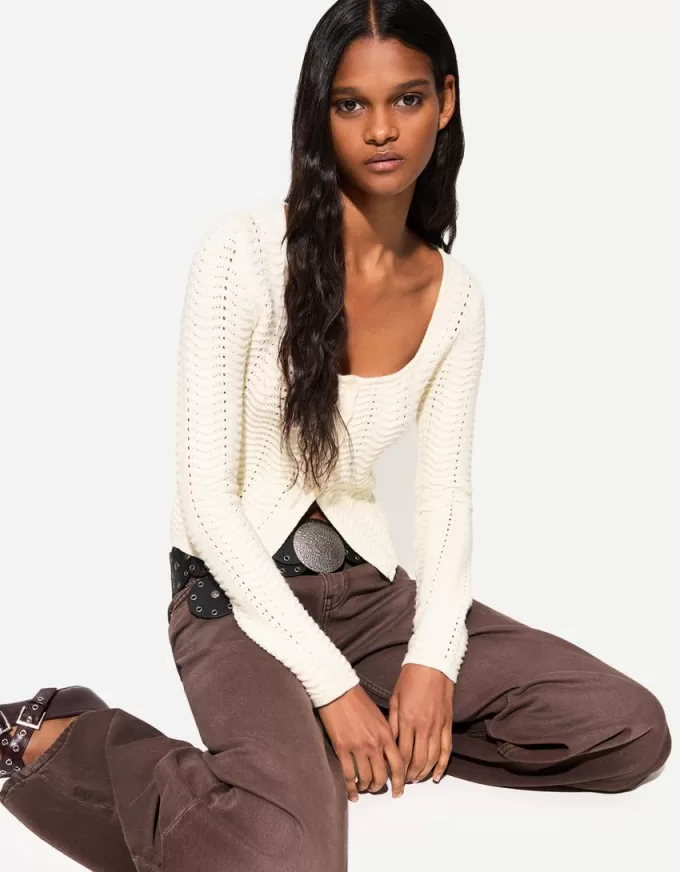 Cardigan din tricot deschis cu decolteu deschis Cardigan din tricot deschis cu decolteu deschis