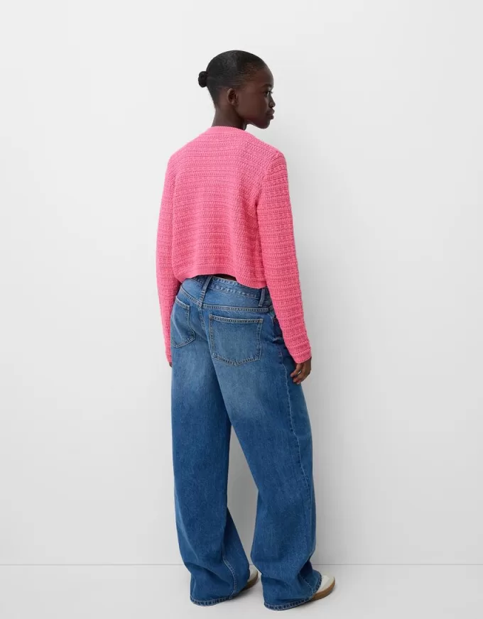 Cardigan texturat cu decolteu Cardigan texturat cu decolteu