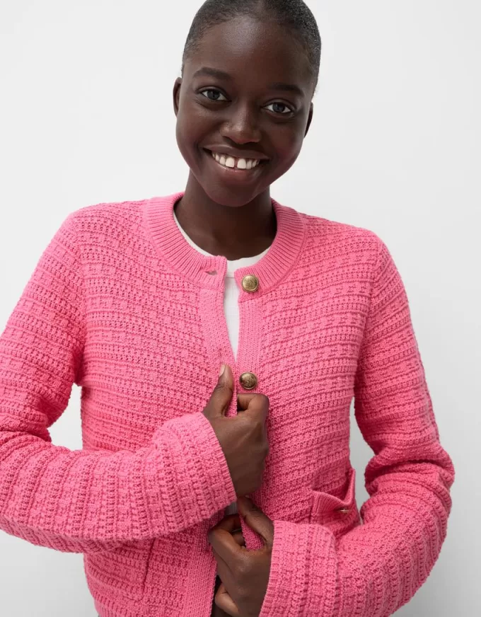 Cardigan texturat cu decolteu Cardigan texturat cu decolteu
