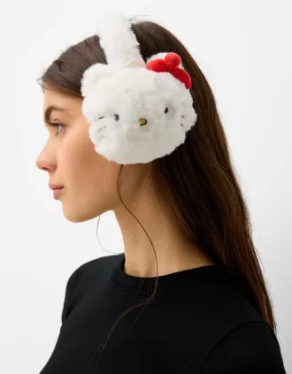 Căști pentru urechi Hello Kitty din blană artificială