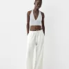 Crop top din amestec de in Crop top din amestec de in