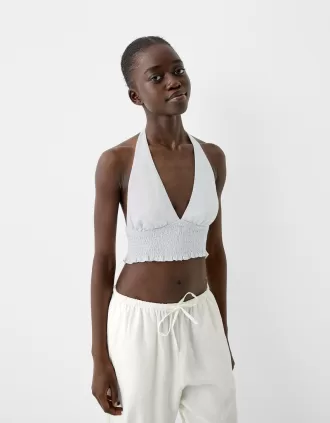 Crop top din amestec de in