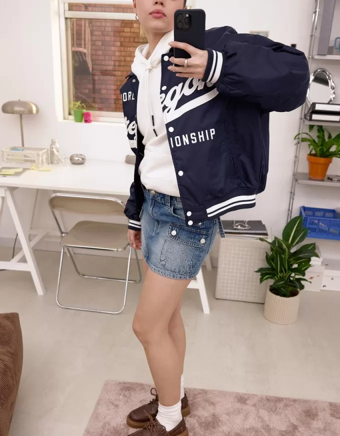 Fusta cargo din denim cu bretele Fusta cargo din denim cu bretele