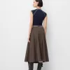 Fusta midi cu pliuri cutie cu detaliu curea Fusta midi cu pliuri cutie cu detaliu curea
