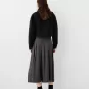 Fusta midi cu pliuri cutie cu detaliu curea Fusta midi cu pliuri cutie cu detaliu curea