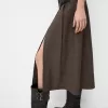 Fusta midi cu pliuri cutie cu detaliu curea Fusta midi cu pliuri cutie cu detaliu curea