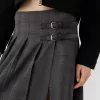 Fusta midi cu pliuri cutie cu detaliu curea Fusta midi cu pliuri cutie cu detaliu curea