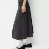Fusta midi cu pliuri cutie cu detaliu curea Fusta midi cu pliuri cutie cu detaliu curea
