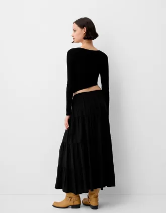 Fusta midi cu talie elastica