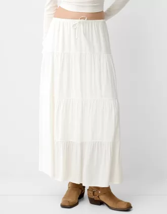 Fusta midi cu talie elastica