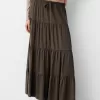 Fusta midi cu talie elastica Fusta midi cu talie elastica