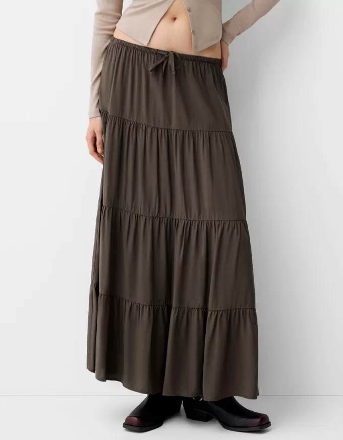 Fusta midi cu talie elastica Fusta midi cu talie elastica