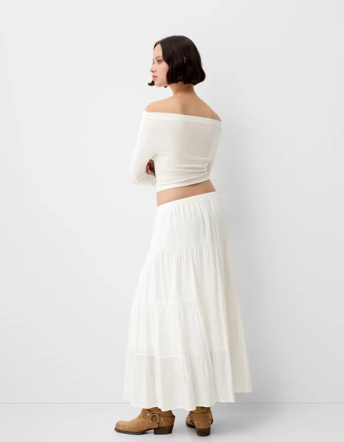 Fusta midi cu talie elastica Fusta midi cu talie elastica