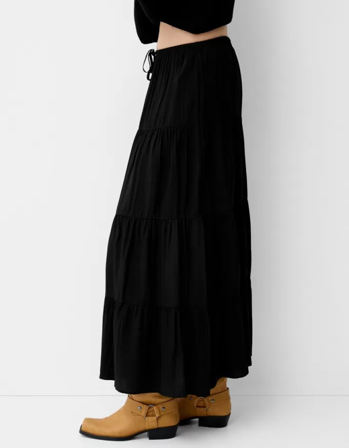 Fusta midi cu talie elastica Fusta midi cu talie elastica